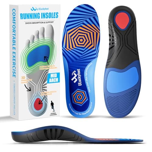 Running Insoles for Men Women & Plantar Fasciitis Relief Shoe Insoles,Extra Shock Absorption Boosts Sports Performance,Arch Support Inserts for Reduce Fatigue -Running Shoe Inserts Medium-High Arch-D - Image 1
