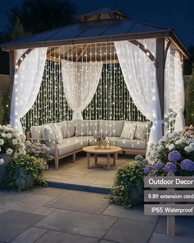 Curtain Lights for Bedroom 300 LED Fairy String Lights with Remote, 8 Modes Timer, USB Plug in Waterproof Twinkle Lights for Backdrop Wedding Party Indoor Outdoor Decor, 9.8ft x 9.8ft, Christmas Light - Thumbnail 4