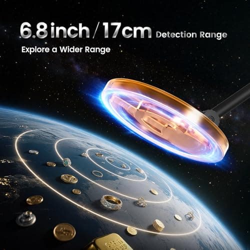 GoGonova Metal Detector, Adjustable 27.5” - 37.8” Metal Detector for Kids with LED Display, Lightweight Kids Metal Detector Kit with 6.8” Waterproof Search Coil, Gift for Boys & Girls, Orange - Thumbnail 4