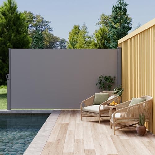 RPGT Retractable Side Awning 71"x138", Aluminum Patio Awnings for Outdoor with Removable Base, 280G UPF50+ Heavy-Duty Sun Shade, Gray (Gray, 71"x138") - Image 1