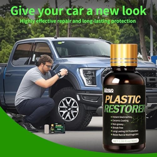 Plastic Restorer for Cars, Black Trim Restorer Car Plastic Restorers Black Crystal Coating for Automotive Parts Vehicles Interior Scratch Remover Shiny Car Stuff,30ML - Thumbnail 5