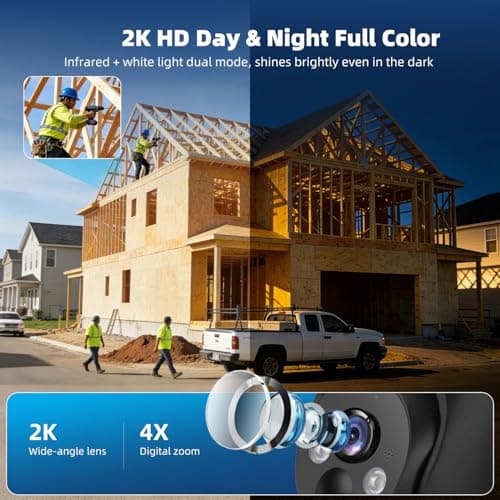 GLEEMALL 4G LTE Cellular Security Cameras Solar Powered No WiFi Security Camera Outdoor Wireless Built-in SIM Card 2K Color Night Vision 360° View Motion Detection 2-Way Audio 2 Packs - Thumbnail 4