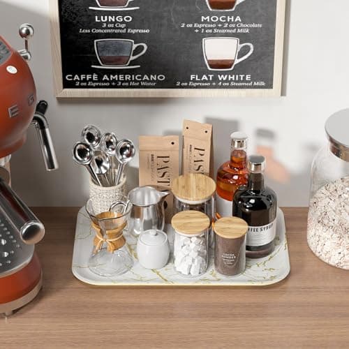 Weenson Bathroom Vanity Tray for Makeup Jewelry Candle Perfume Decor Toilet Tank, Serving Tray for Food Snacks, Kitchen Tray for Countertop Soap Dispenser Spice Coffee Nightstand11.8”L x 7.9”W x 0.8”H - Thumbnail 6