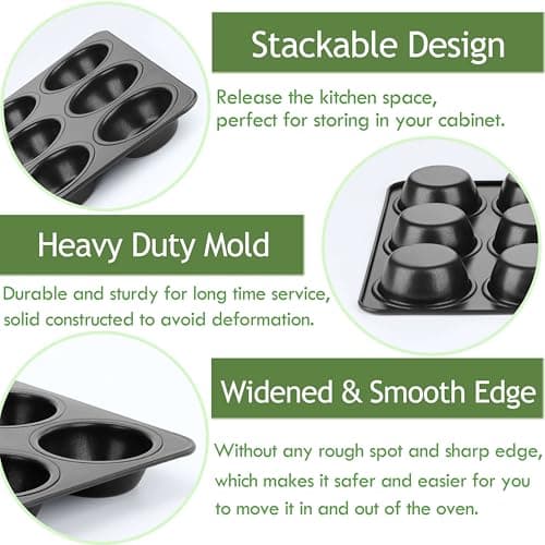 Herogo 12-Cup Nonstick Muffin Pan Tin for Baking, Metal Nonstick Cupcake Tray Set for Making Egg Muffin Quiches, Mini Brownie, Easy to Clean & Quick Release, Oven & Dishwasher Safe, Black - Thumbnail 4