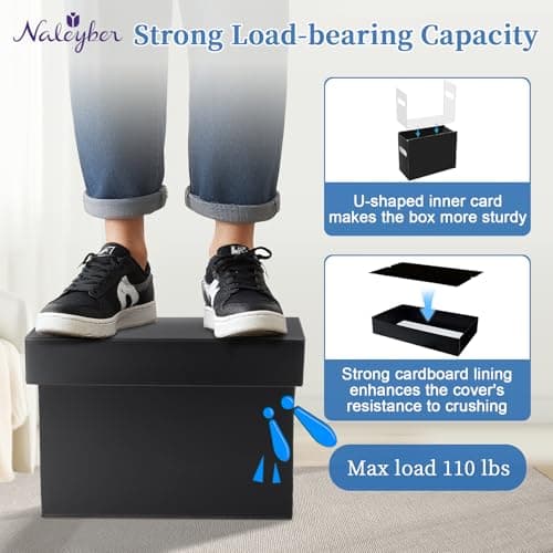 Naleyber File Organizer Box with Lid & Handle, Thickened Cardboard Hanging File Folder Storage Boxes for Letter Size, Portable Filing Organizer for Office, Home, Classroom, Black 2 Pack - Thumbnail 6