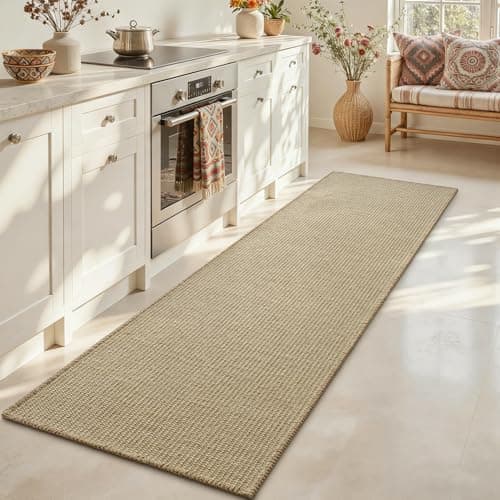 RESARE 100% Jute Kitchen Runner Rug Non Slip, 17"x72" Kitchen Mats for Floor, Natural Fiber Woven Rugs Boho Kitchen Floor Mat Carpet for Front of Sink, Hallways, Entryway, Laundry - Image 1
