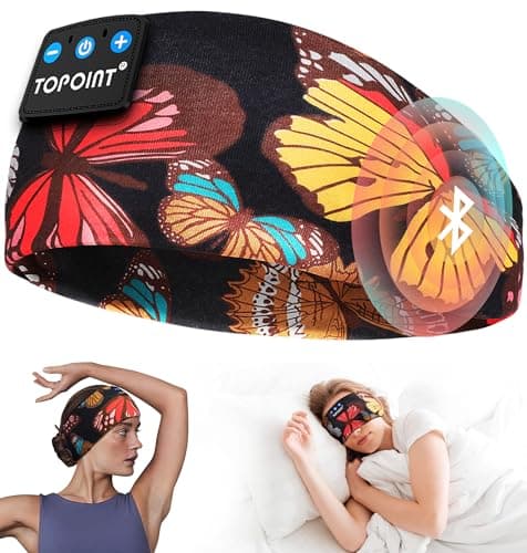 TOPOINT Sleep Headphones Bluetooth 5.4, Sports Earphones Sleeping Bluetooth Wireless with USB C for Women Men Sports Gifts Workout Jogging Yoga Insomnia Air Travel Meditation