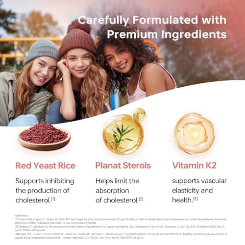 HUJ Red Yeast Rice Complex Capsule - Contains Red Yeast Rice Powder, Plant Sterols & Vitamin K2 - Maintain Healthy Cholesterol Levels and Supports Cardiovascular Health - 60 Capsules - Thumbnail 5