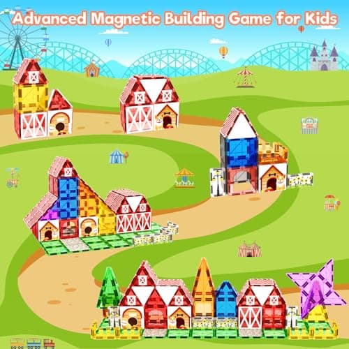 Magnetic Tiles Toddler Toys Garden Farm Animal Set, Magnetic Blocks Montessori Sensory Educational Learning Building Magnet Toys for 3 4 5 6 Year Old Boys Girls, Kids Games Party Birthday Easter Gifts - Thumbnail 2