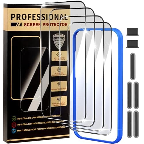 jpyyw 4 Pack for iPhone 16 Pro Screen Protector, Military-Grade Shatterproof, 9H Hardness, Full Coverage Tempered Glass for iPhone 16 Pro-6.3 inch with Install Frame - Image 1