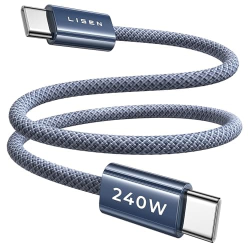 LISEN 240W Short USB C Cable, USB C to USB C Cable for iPhone 17 16 15 Pro Max iPad MacBook Pro Samsung S25, 1.6FT/2 Pack/Midnight - Image 1
