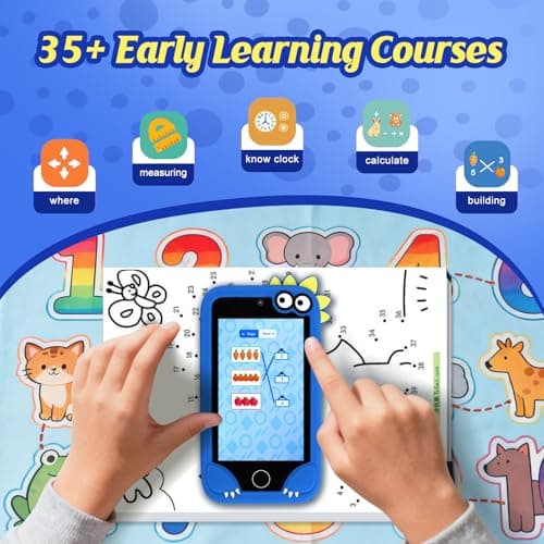 Kids Cell Phone Toy, Educational Learning Smart Phone for Toddlers Ages 3-10 with 3.97" Touch Screen, Dual Camera, 200+ STEM Games & Music - Best Birthday for Boys & Girls - Thumbnail 5
