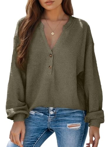 Dokotoo Business Outfits Spring Tops for Women 2026 Plus Size Spring Outfits Lightweight Long Lantern Sleeve Shirts V Neck Button Up Blouse Green Casual Fashion Spring Clothes Small - Image 1