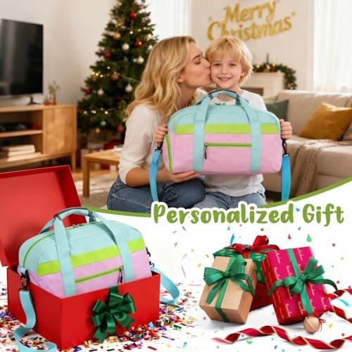 WOOMADA Travel Duffle Bag, Weekend Bag with Wet Pocket & Trolley Sleeve, Overnight Duffel(blue&purple) - Thumbnail 2