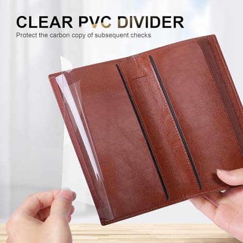 CASMONAL Checkbook Covers for Personal Checkbook Holder RFID Blocking Premium Leather Checkbook Cover for Duplicate Checks - Thumbnail 5