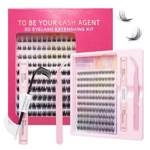 Lash Clusters Kit 8-16MM Wispy Natural Cluster Eyelash Extension Kit DIY Lash Extension Kit 120Pcs D-curly Eyelash Clusters Volume Individual Lashes Kit With Bond & Seal,Tweezers - Image 1