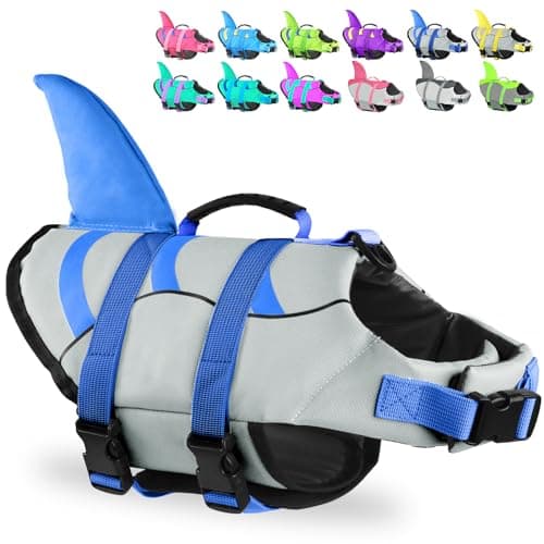 Fragralley Dog Life Jacket Shark, Dog Life Vest Adjustable Ripstop, Dog Swimming Safety Vest with Superior Buoyancy & Rescue Handle for Small Medium Large Dogs, Swim, Pool, Beach, Boating - Image 1