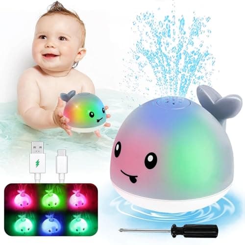Bath Toys for Kids Ages 1-3 - Valentines Day Gifts for Kids,1 2 3 Year Boys Girls Gifts,Easter Basket Stuffers, Light Up Whale Bath Toy Sprinkler, Toddler Bathtub Pool Water Table Toys, Baby Gift - Image 1