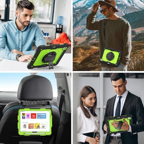 WEGLS Case for iPad Air 11 inch Case (M3 2025/ M2 2024)/ for Air 6th Generation with Screen Protector Pencil Holder, 360 Rotating Hand Strap & Stand, Green - Thumbnail 5