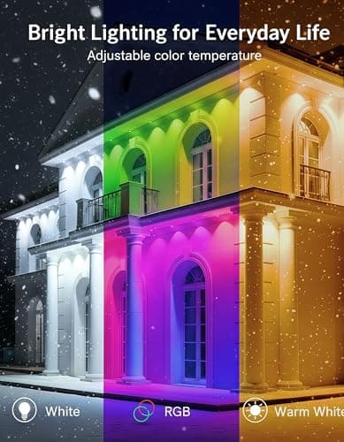 LightSeek Permanent Outdoor Lights, 101FT RGB Christmas Lights with 72 LED, 213 Scene Modes Smart Eaves & In-Ground Lighting for Holiday, Party, Daily, Outdoor Decor, App & Remote Control - Thumbnail 3