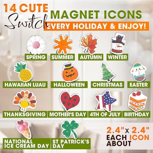 Interchangeable Welcome Sign – Welcome Signs for Front Door, Rustic Fir Wood with Hanging Cord & Metal Hook, Includes 14 Magnetic Changeable Icons – For Holiday, Year-Round Porch & Indoor Decoration - Thumbnail 3