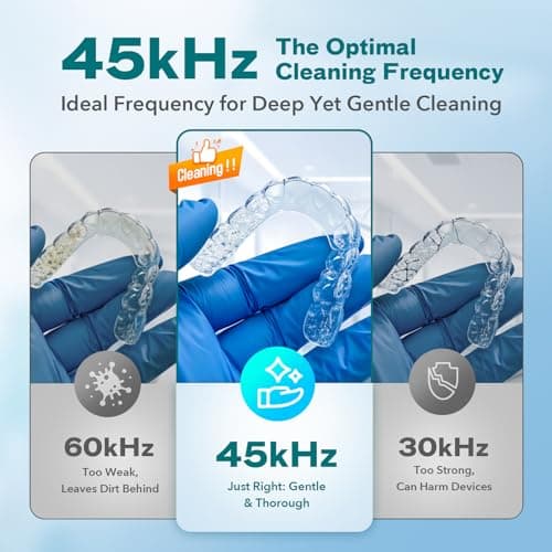 Dental Ultrasonic Retainer Cleaner Machine - 45kHz Dental Cleaning Pod with 4 Modes, Digital Timer & 200ML Capacity for Denture, Mouth Guard, Aligner, Night Guard, Braces, Toothbrush Head & Jewelry - Thumbnail 4