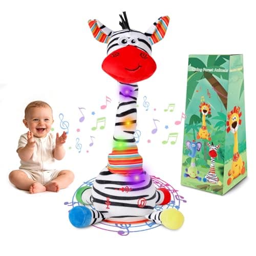 LLUKEME Dancing Talking Zebra Toy, Stuffed Animal Baby Toy Repeating What You Say, Glowing Musical Electronic Zebra with Striped Plush Gifts for Toddlers 1-3 Years Old Easter Gift for Kids - Image 1