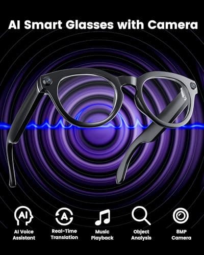 kttung AI Smart Glasses with Camera, 1080P Video Recording, 8MP Camera Glasses, Real Time Translation & Voice Assistant, Open-Ear Bluetooth Audio for Vlogging, Travel and Meetings - Thumbnail 2