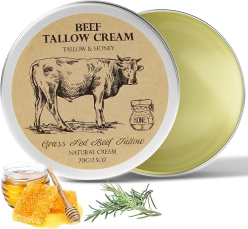 MROUVIK Beef Tallow for Skin, Tallow and Honey Cream,Tallow Face Moisturizer, Natural Grass-Fed Beef Tallow Balm with Raw Honey Moisturizing Cream for Body Lotion Skin Care for Skin (2.47 Oz) - Image 1