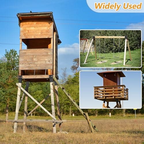 MIXXIDEA Metal Elevated Deer Blind Bracket Heavy Duty Steel Deer Stand Compound Angle Platform Brackets for Tree House, Deer Station, Swing Set, Observation Platform, 4 Pack - Thumbnail 4