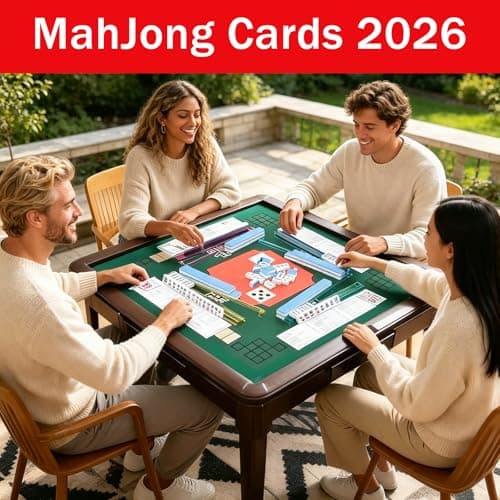HDWESIN 4Pcs Mahjong Cards 2026 with Line Finder - Large Print American Mahjong Reference Card Set, Waterproof & Easy to Read Strategy Guide - Thumbnail 2