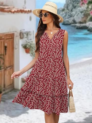 Womens Dresses Summer Wedding Guest Boho Maxi Cocktail Prom Formal Homecoming Red Floral Hawaiian Midi Sun Dress Sundresses for Women 2026 Beach Vacation Clothes Fashion Clothing Travel Cruise Outfits - Thumbnail 6