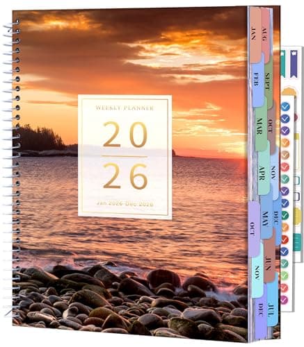 CAGIE 2026 planner Weekly and Monthly Jan 2026-Dec 2026 Hardcover Hourly Daily Planners for Women 26 Calendar Planner with Stickers Spiral Bound Yearly Agenda, 8.5 x 11 - Image 1