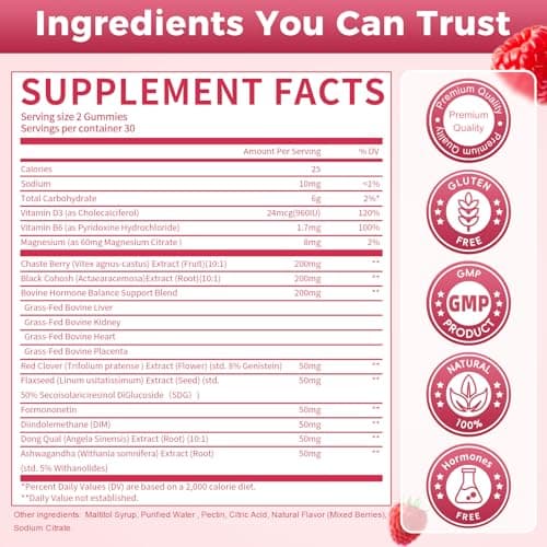 GREENPEOPLE Menopause Supplements for Women Gummies - 16-in-1 Dual Action Menopause Relief W/Black Cohosh, Vitex, Beef Organs for Hormone Balance, Hot Flashes, Night Sweats & Mood, Sugar-Free 60 CT - Thumbnail 6