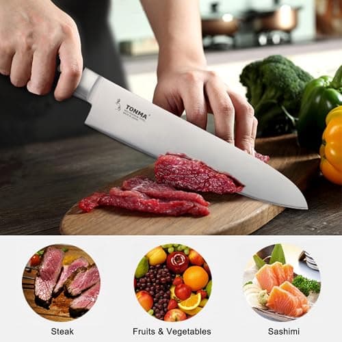 TONMA Japanese Chef Knife MADE IN JAPAN 8.2 inch Full Tang Traditional Handcrafted Stainless Steel Kitchen Knife, Professional Classic Gyuto for Gift Giving, Razor-Sharp & Highly Durable - Thumbnail 6