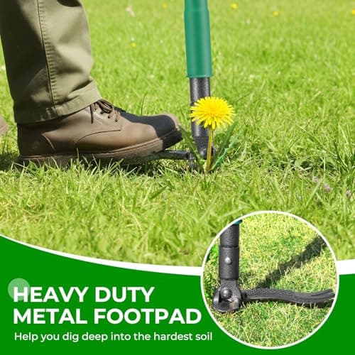 Allsetool Weed Puller Tool with 2 Weed Eject Feature, 43.7in Stand Up Dandelion Remover Tool, Real Bamboo Handle and Metal 4 Claw & Foot Pedal, Heavy Duty Garden Weeder - Thumbnail 6