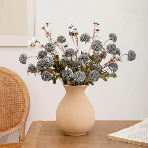 LILUYTO Faux Flowers for Vase,8 pcs Artificial Pom Pom Chrysanthemum Flowers with Wild Flowers,Spring Floral Stems Arrangements for Home Decor, Centerpieces for Tables, Rustic Decorations - Image 1