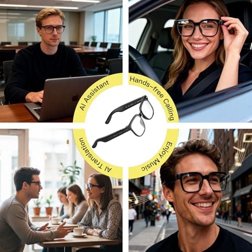 Aovemt AI Smart Glasses with Camera – 1080P HD Video & Audio, Real-Time Translation, ChatGPT Assistant, Bluetooth Smart Sunglasses with Noise Reduction, Prescription Lenses Compatible - Thumbnail 3