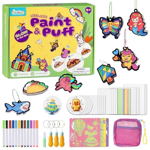 JMMICO 81 PCS 3D Art Paint & Puff Set, Mess-Free Crafts for Kids Ages 4-8-12, Glow-in-The-drak Aqua Puffs, Easter Gifts, Creative & No Mess Painting Crafts for Kids 4 5 6 7 8 9 10 Year Old - Image 1