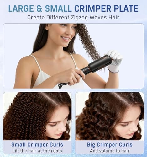 FMZ Flat Iron Hair Straightener Crimper Curler, 4 in 1 Professional Ionic Hair Styling Irons for Straightening, Crimping, Curling, Fast Heating, Dual Voltage, Mini and Portable for Women Travel Home - Thumbnail 4
