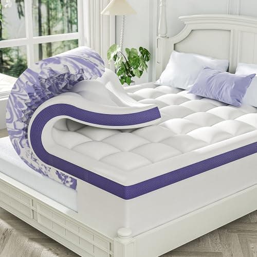 ChiXpace Dual Layer 4 Inch Memory Foam Mattress Topper Full - 2 Inch Gel Memory Foam and 2 Inch Pillow Top Mattress Pad, 7-Zone Egg Crate 2-in-1 Design (White)