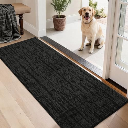 COSY HOMEER Door Mat 20" x 48" Non-Slip Washable Entryway Rug,Dirt Trapper Door Mat Indoor Entrance,Stain Resistant Absorbent Welcome Mats for Front Back Doormats and Wet Shoes,Black - Image 1