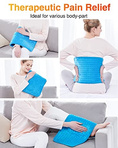 WOOMER Extra Large Heating Pad, Electric Heating Pad for Back Pain & Cramps Relief, Heat Pad with Multi-Color Option, Moist Heat Therapy Feature, Auto Shut-Off, Power Cords Storage Belt - Thumbnail 5