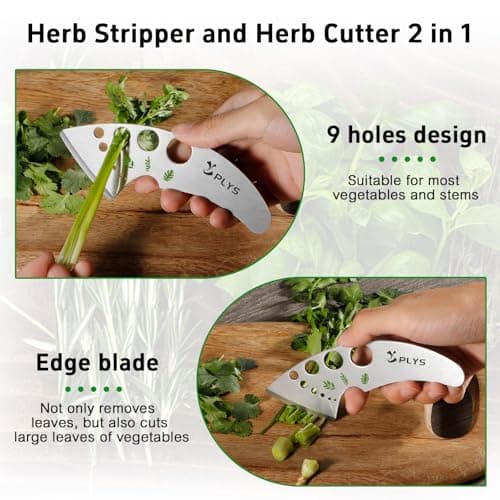 Plys Herb Stripper Tool 9 Holes - Stainless Steel Kitchen Herb Stripping Tool, Herb Leaf Peeler for Kale, Chard, Collard Greens, Rosemary, Thyme, Parsley and Basil, 2025 Professional Kitchen Gadgets - Thumbnail 5