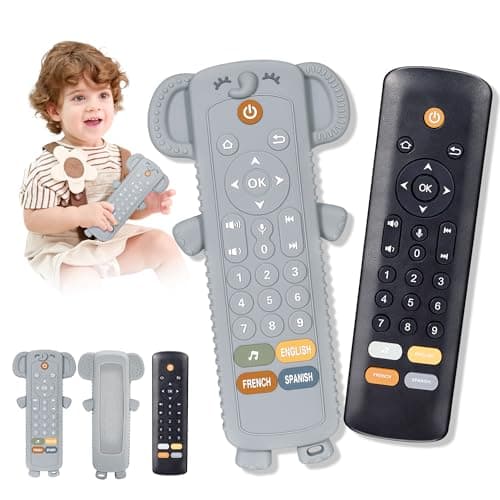 KIRALUMI Baby Remote Control Toy with Silicone Teether Cover - Baby Musical Toys, Early Number Learning in 3 Languages (English, Spanish & French), Preschool Boys Girls Toys Gift 6, 12, 18 Months. - Image 1