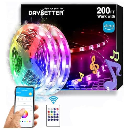DAYBETTER RGB Led Light Strips Kit Compatible with Alexa and Google Assistant, Smart WiFi Led Strip Lights for Bedroom, Room, Decor, Kitchen, Home Party Decoration (200FT) - Image 1