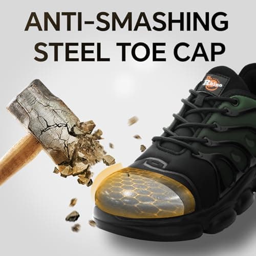 DRRHINO Steel Toe Shoes for Men Women Comfortable Lightweight Work Sneakers for Men Composite Toe Safety Sneakers Men's Slip Resistant Indestructable Construction Safety Shoes - Thumbnail 2