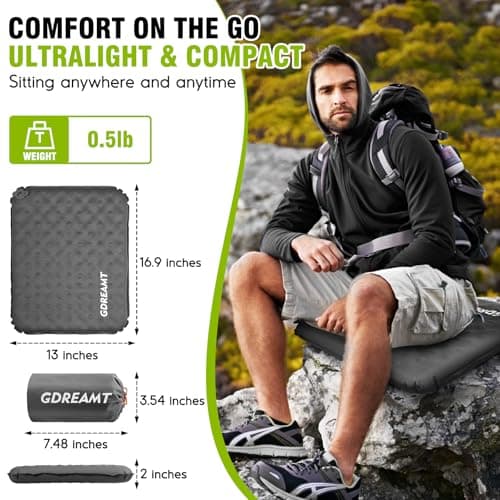 Inflatable Travel Seat Cushion for Airplane, Self-Inflating Foam Cushion - Thumbnail 2