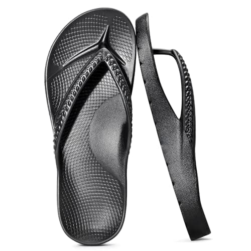 KIDMI Arch Support Flip Flops for Womens Comfortable Orthopedic Sandals for Plantar Fasciitis Beach Thong Slides, Black 41 - Image 1