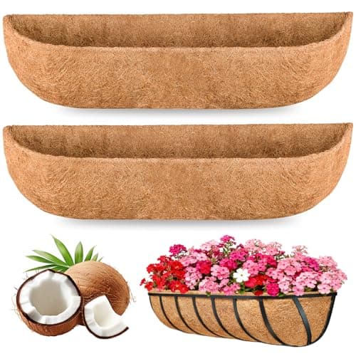 2 Pack 30 Inch Window Box Liners Coco Liners for Planters Coconut Husk Plant Liners 100% Natural Coconut Liners for Planters Coco Coir Liner for Outdoor Planter - Image 1